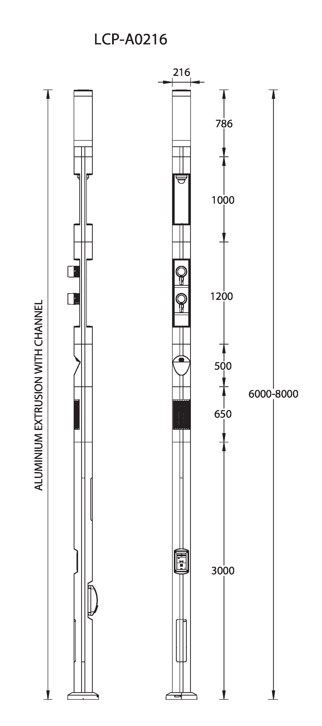 L-COLUMN Generation 1: Aluminium Ø216 mm