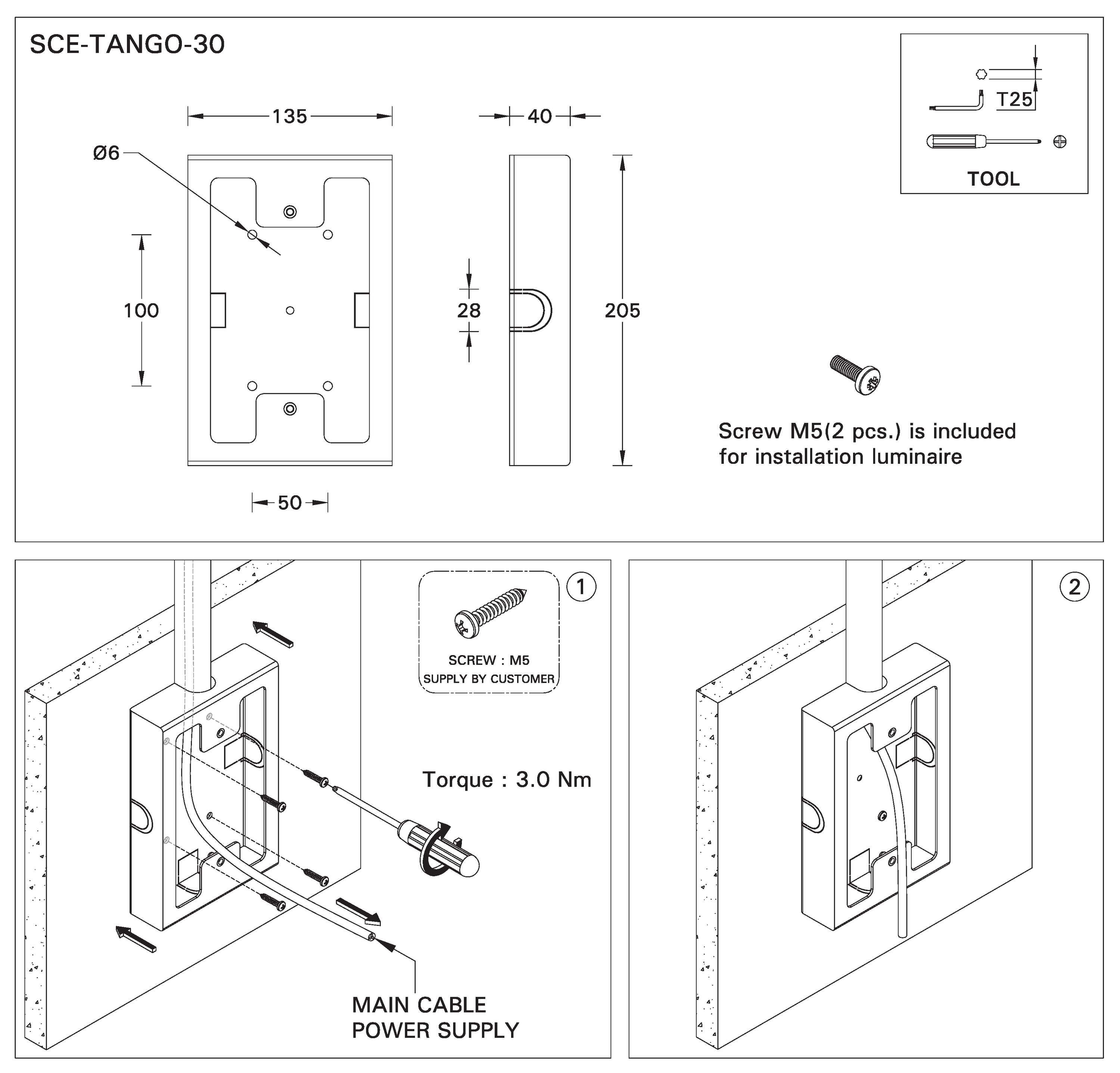 Surface mounting box for easy cabling   (TANGO 30)
